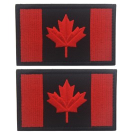 X.Sem Black & Red Canada Flag Patch - 2 Pack Tactical Patches Embroidery Military Emblem