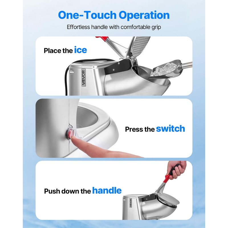 VEVOR Ice Crusher Machine, 220lbs Per Hour Electric 4 Blades