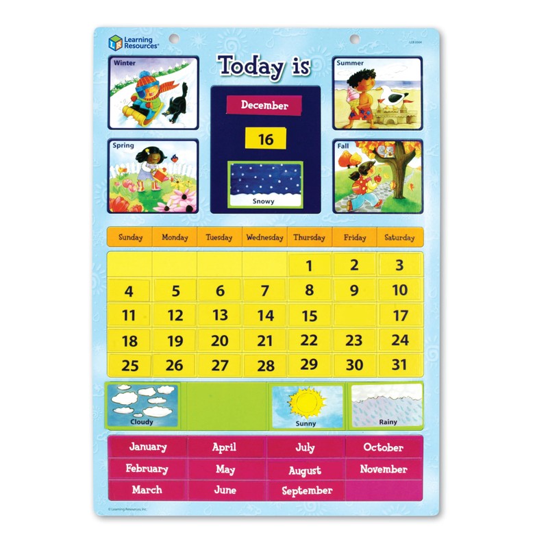 Learning Resources Magnetic Learning Calendar, 51 Magnetic Pieces & Calendar,