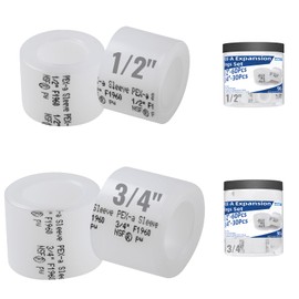 (90 Pack YVSKM) PEX-A Expansion Rings with STOP 60 pcs 1/2 inch + 30 pcs 3/4 inch — F1960 Full-Flow Expansion Sleeves for PEX-A Pipe, Leak-Tight, Fast Install for Hot/Cold & Potable Water