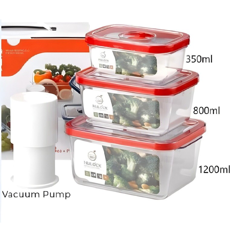 Hulock Airtight Container 3 Pcs Vacuum Airtight Food Container with