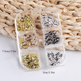 Bow Nail Charms 3D Alloy Bowknot Nail Charm Mixed Styles Bow Nail Art Charms with Gold Silver Beads Design Metal Nail Rhinestones Shiny Nail Jewelry for Women DIY Nail Art Decoration Accessories