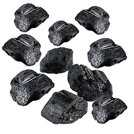 Soulnioi Crystals and Healing Stones 10pcs Raw Black Tourmaline Obsidian Stones for Protection, Spiritual Meditation