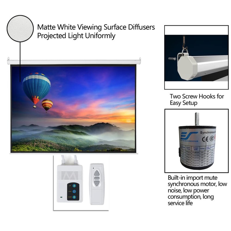 100" 4:3 80" x 60" Viewing Area Motorized Projector Screen