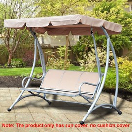 Swing Canopy Replacement Top, Waterproof Swing Seat Top Cover Outdoor Rainproof Anti Dust Protector (Beige)