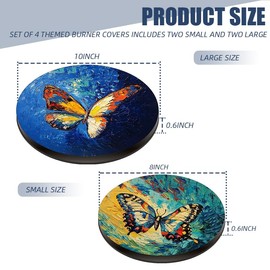 Round Stove Burner Covers For Electric Stove,Oil Painting Style Colorful Butterfly Print Gas Stove Burner Covers Set Of 4, 8 Inches And 10 Inches Cooktop Decorative Stove Top Covers