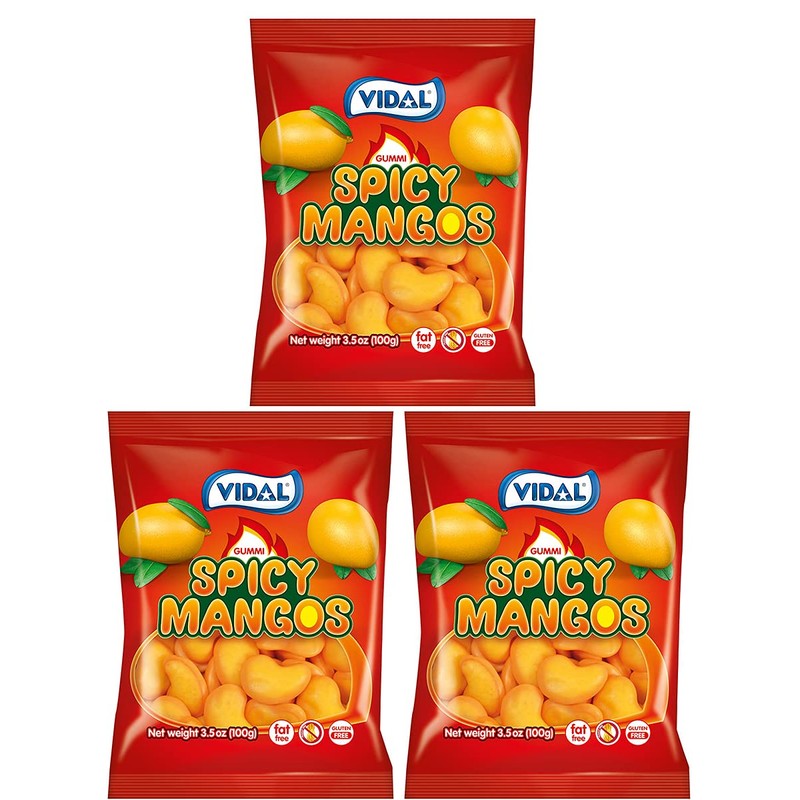 Vidal Gummy Spicy Mangos Candy, 3.5 Ounce (Pack of 3)