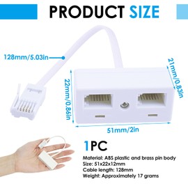 BT Telephone Splitters 2 Way Sockets Splitter UK Telephone Adapter RJ11 One Male Plug to 2 Female Extender White Double Socket Phone Converter for UK Landline Telephone Modem Cable FAX Phone Adapter