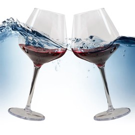 MICHLEY Floating Wine Glasses for Pool 18 OZ Unbreakable Tritan Plastic Stemmed Red Wine Glasses Ideal for Beach Bar Camping Dishwasher Safe, Set of 6