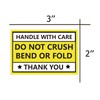 Do not Crush Bend or Fold Warning Sticker 2X3 inch