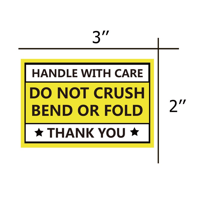 Do not Crush Bend or Fold Warning Sticker 2X3 inch
