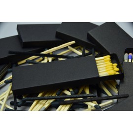 Chandler Studio 10 Boxes - Wooden Matchsticks in a Blank Matchbox with White/Black Matchboxes Colorful Tips (3" Matchboxes, 10 Boxes)