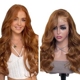 Weeybay 4x4 Lace Front Wigs #30 Light Brown Human Hair Body Wave Pre Plucked Baby Hair HD Transparent 180% Density 4x4 Lace Frontal Wigs 28 Inch