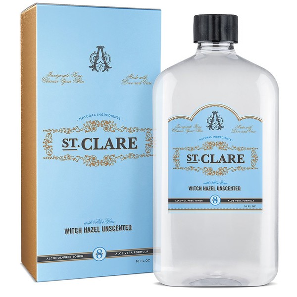 St Clare Alcohol Free Witch Hazel 16 ounce. Unscented Aloe Vera Natural Toner for Face and Skin