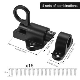 Pack of 4 Automatic Door Latch Spring Lock with Screw Spring Latch Sliding Bolt Locking Spring Bounce Door Screw for Wooden Doors, Windows, Cabinet Doors, Sheds, Gates