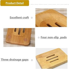 Kandid Bamboo Soap Dish - Bathroom Wooden Soap Case Holder Handmade Natural Rectangular Wood Soap Dish Holder - 11.5cm x 8.5cm - 2.2cm