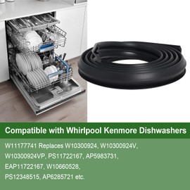 W11177741 Dishwasher Gasket Door Seal W10300924 Compatible with Whirlpool Kenmore Dishwashers, Dishwasher Door Seal Replaces W10300924V 4843807 W10660528 AP6285721 PS12348515