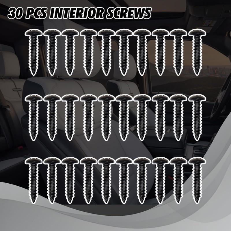 30 Pcs Black Interior Trim Screws #8 M4.2-1.41,fits for Ford