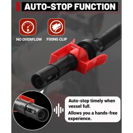 FUELIO Gas Pump for Gas Can - Battery Powered Gas Can Pump: Automatict Shut-off Nozzle, 42 IN Long Hose, 3 Adapters for 4 Size Gasoline Tank