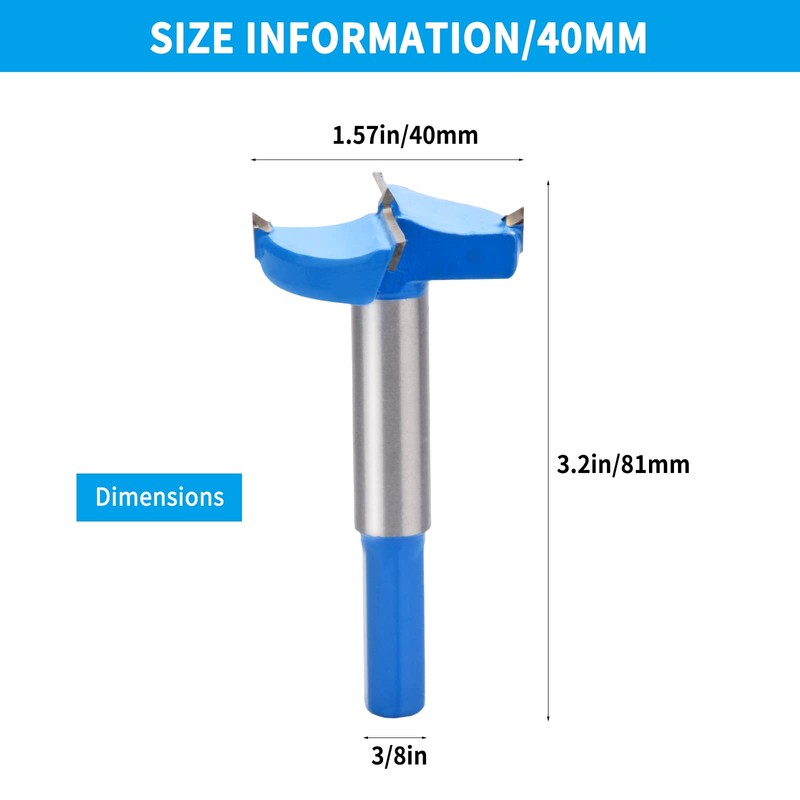 1-5/8" Forstner Drill Bit,Hex Shank Carbide Tipped Wood Drilling Wood