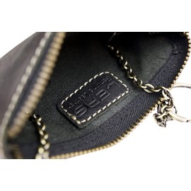 LEAS Key Bag Extra Large with 2 Rings and Gift Box Genuine Leather Black Vintage Collection 15 x 8 x 1 cm (W x H x D), black, Vintage