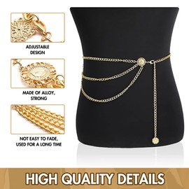 Xumann Waist Chain Pirate, Belly Chain Belts for Women, Multi Layered Body Jewelry Chain Belt Adjustable