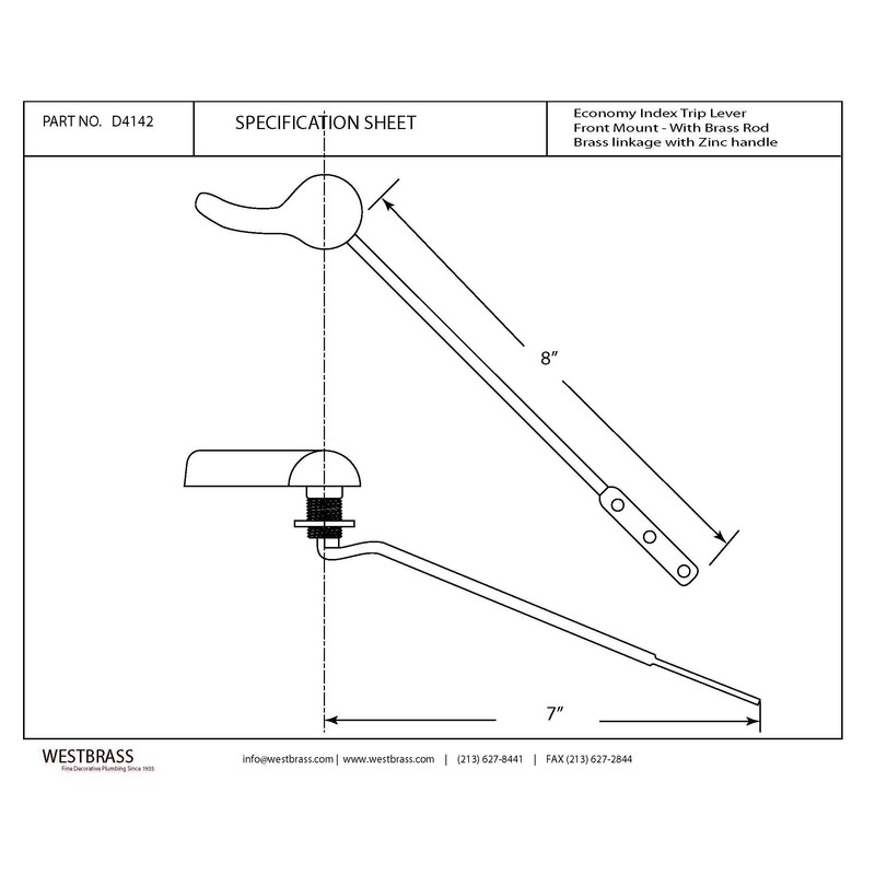 Westbrass R4142-07 Economy Tank Lever, Satin Nickel