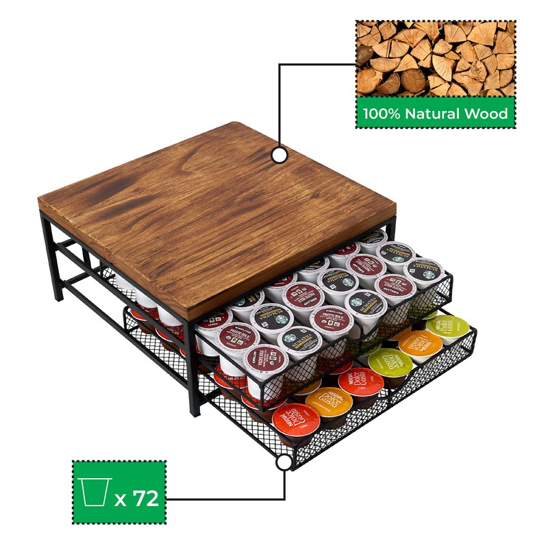 NHZ Coffee Pod Drawer Holder for K cup, 2-Tier Coffee
