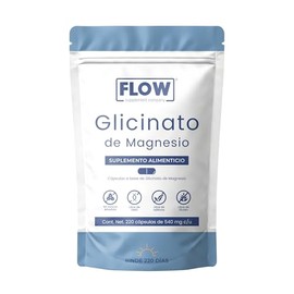 Flow Supplement | GLICINATO DE MAGNESIO - LLEVA MÁS X MENOS - 220 Cápsulas de 540 mg - Suministro para 7 meses - Glicinato de Magnesio 500 mg - Magnesio Alta Absorción - Suplemento Alimenticio apto para Dietas Keto - Sin Azúcar y Sin Gluten