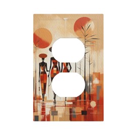 YIJIKJY Decorative Outlet Covers Minimalist Black Women Bohemia Sun 1 Gang Duplex Light Switch Cover Plate Unique Wall Plate Electrical Switch Plate Covers for Bedroom Home Decor