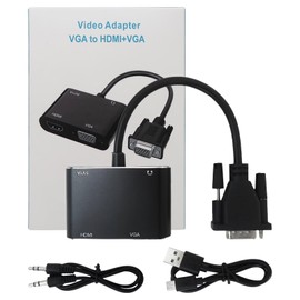 NGHTMRE 2025 Upgrade VGA to HDMI+VGA Adapter for Dual Monitors, VGA to HDMI Adapter Splitter 2 in 1,1080P@60HZ Full HD Display Video Converter for PC Laptop Link Monitor/HDTV/Projector, Plug & Play