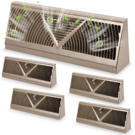 Yaocom 4 Pcs Baseboard Register Vent 15 Inch Duct Opening Size Baseboard Vent Covers Baseboard Diffuser Adjustable Corner Baseboard Return Air Grille for Home Floor Wall Air Flow Control(Brown)