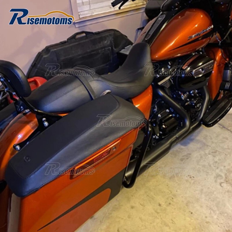 risemotom8 PU Leather Waterproof Hardbag Saddlebag Lid Covers for Harley