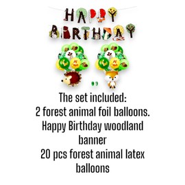 ArtPaperWonders Woodland Birthday Banner Balloons Forest Friends Party Kit,