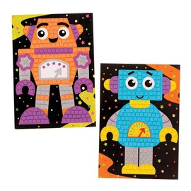 Baker Ross FE401 Robot Mosaic Painting Kit, Mosaic Tiles for Crafts, Mosaic Kits for Kids, Creative Activity for Children, 4 Pack, Medium