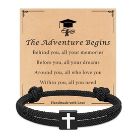 TAGOMEI 2025 Graduation Gifts for Him Boys High School 5th 8th Grade College Graduation Gifts for Men Cross Bracelet Son Grandson Nephew Friend Adjustable Cross Bracelet as 2025 Graduation Decorations