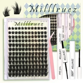 Beginner Friendly   Eyelash Extension Kit  False Lashes (Cluster & Individual) with  Lash Bond & Seal for Instant Glam  WaterProof Lashes for For Girl  Eyelash Extension at Home Makeup  gift:_Fox nature