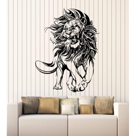 Vinyl Wall Decal Lion Animal Predator Tribal King of Jungle Stickers Mural Large Decor (g2535) Black
