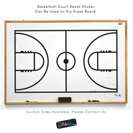 Basketball Court Wall Decal Sticker. Coach Play Book Diagram Decal Sticker for Dry Erase Board. #1320