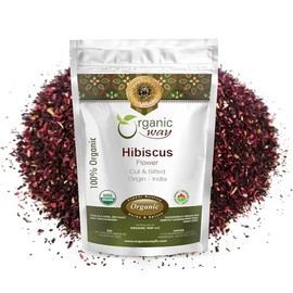 Organic Way Dried Hibiscus Flower Cut & Sifted (Hibiscus rosa-sinensis) | Herbal Tea - Organic & Kosher Certified | Raw, Vegan, Non GMO & Gluten Free | USDA Certified | Origin - India (2 Ounce (Pack of 1))