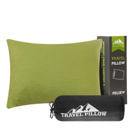 PEUJEW Camping Memory Foam Pillow Travel Pillow Compressible Medium Firm, Soft Comfortable and Breathable, Ideal Backpacking Hiking and Airplane