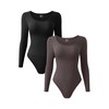 OQQ Women's 2 Piece Bodysuits Sexy Ribbed One Piece Long