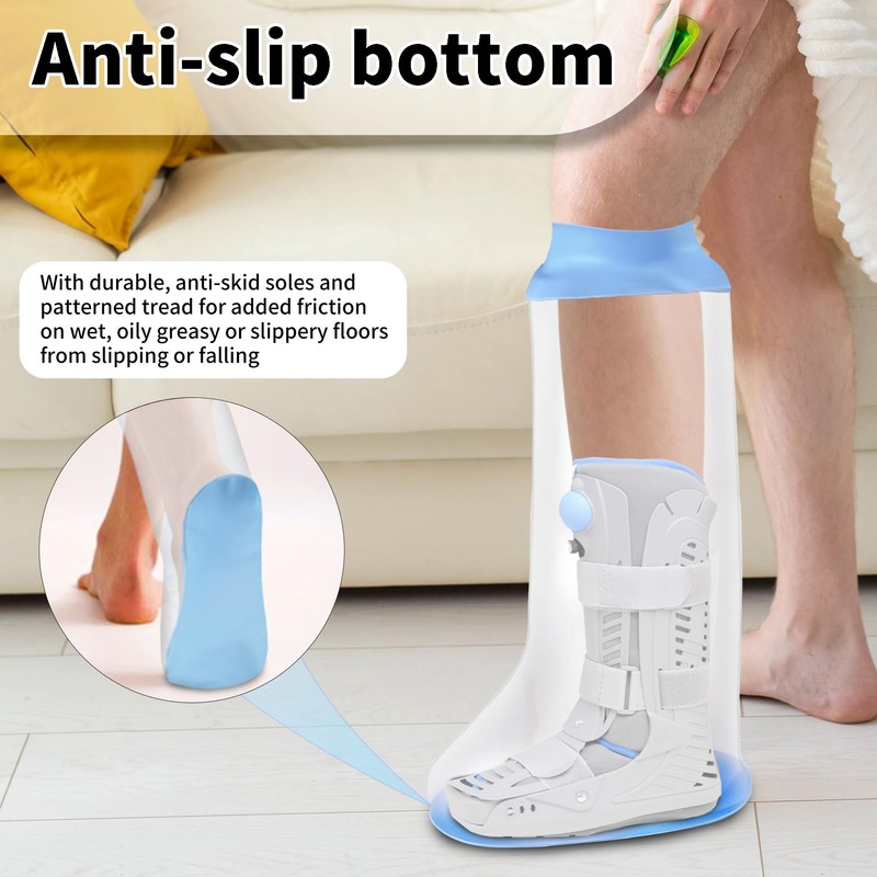 Waterproof Extra Wide Leg Cast Shower Cover with Non-Slip Bottom,
