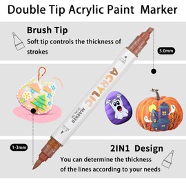 ZZWUAPT Green Dual Tip Acrylic Paint Markers,Acrylic Paint Pens For Rock Painting Wood Fabric Canvas Glass Plastic Art Painting Supplies Kit (1-5MM Brush Tip& Fine Tip)