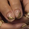 Gold French Tip Press on Nails Short Square Fake Nails