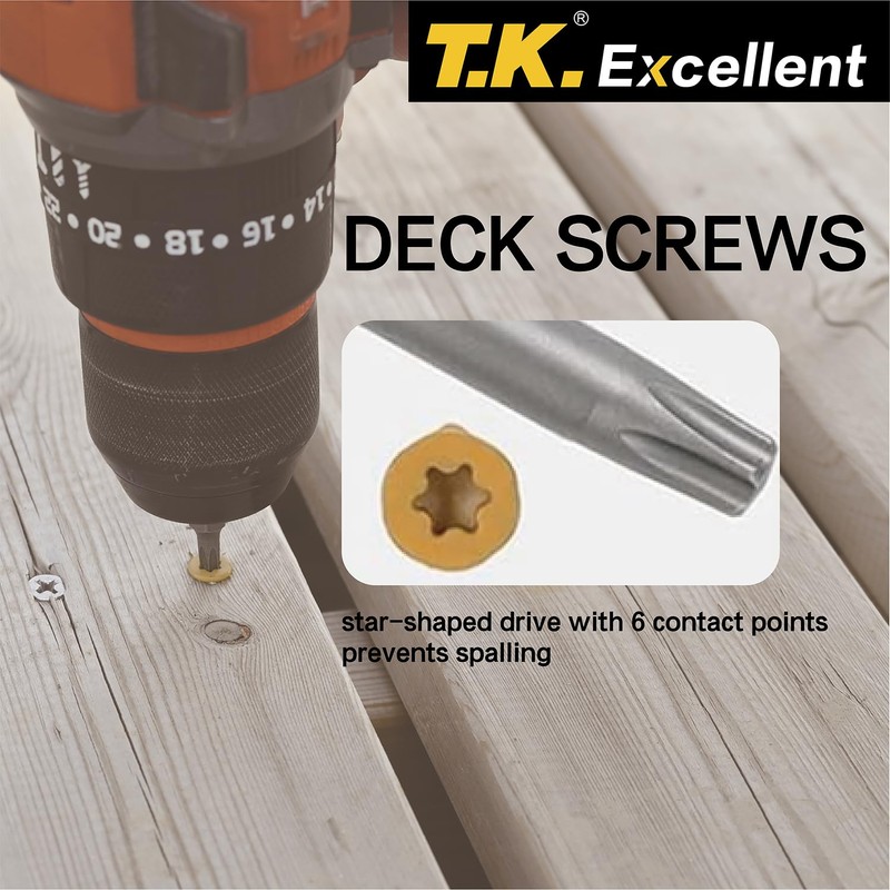 T.K.Excellent Deck Screws 2-1/2 Inch Wood Screws #9 x 2-1/2,