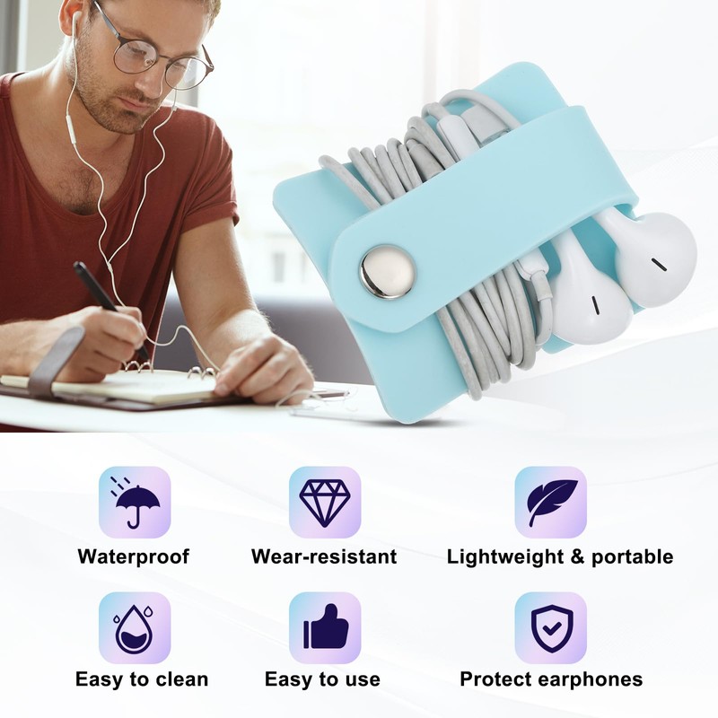 sourcing map Earbuds Holder Case, Earphone Wrap Headphone Case Cord