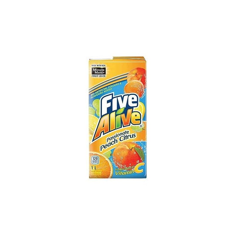 Five Alive Passionate Peach Citrus Juice Box, 1 Liter/2.2lbs, 12-Pack
