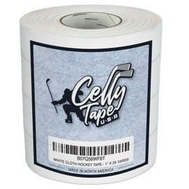 CellyTape Hockey Stick Tape 4-Pack, Strong Adhesive for Ice and Roller Hockey Sticks, Baseball bat Tape, Lacrosse Sports Handle. Easy Tearing pro Tape Made in USA (White)