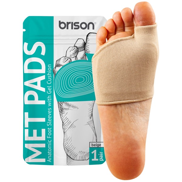 Brison Metatarsal Pads for Women and Men Ball of Foot Cushion - Gel Sleeves Cushions Pad - Fabric Soft Socks for Supports Feet Pain Relief - M (Men 7.5-9.5, Women 9-11)